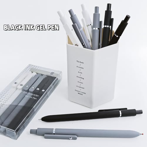 6 Pcs Gel Pens 0.5mm Quick Dry Black Ink Pens Fine Point Smooth Writing Pen (6 Count)