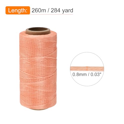 Waxed Thread 284 Yard 0.8mm 150D Flat Wax Thread Polyester Waxed String for Leather Sewing Hand Weaving Book Binding Home Decoration