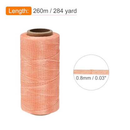 Waxed Thread 284 Yard 0.8mm 150D Flat Wax Thread Polyester Waxed String for Leather Sewing Hand Weaving Book Binding Home Decoration