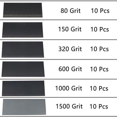 60 Pcs 9x3.6 Inch 6 Grit Mixed Packing Wet and Dry Sandpaper Sheets (60 Count)
