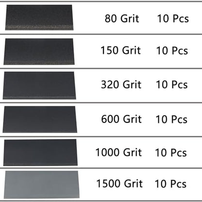 60 Pcs 9x3.6 Inch 6 Grit Mixed Packing Wet and Dry Sandpaper Sheets (60 Count)