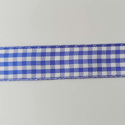 Blue and White Woven Edge Plaid Ribbon 100% Polyester Gingham Ribbon 25 Yards Each Roll