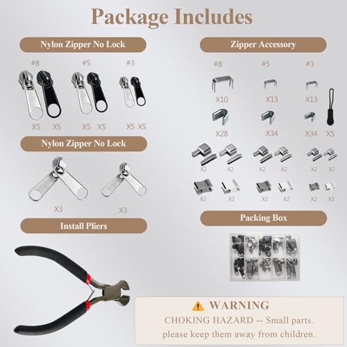210 Pcs Zipper Repair Kit with Replacement Sliders (210 Count)