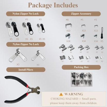 210 Pcs Zipper Repair Kit with Replacement Sliders (210 Count)