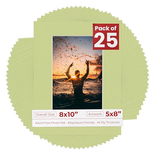 Pack of 25 Acid Free 8x10 Mats Bevel Cut for 5x8 Photos (25 Count)
