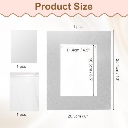 Picture Mats 8 x 10 Mat Board Center for 5 x 7 Pictures Acid Free White Core Bevel Cut Frame Mattes with Backing for Display Art Measuring