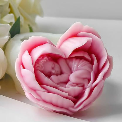 Heart Rose Flower Succulent Candle Mold