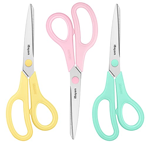 8.5" All Purpose Yellow Pink Teal Scissors for School Office Teacher (3 Count)