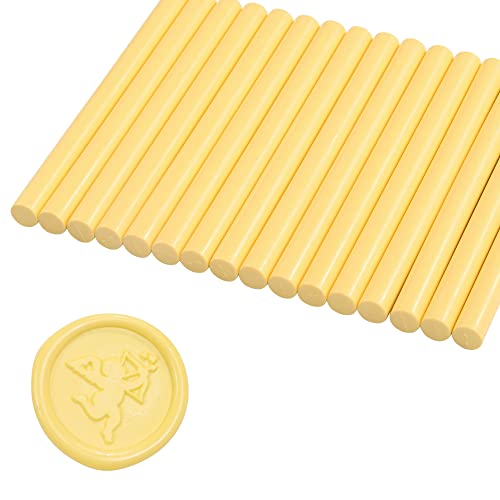 15Pcs Light Yellow Glue Gun Sealing Wax Sticks for Wax Seal Stamp (15 Count)