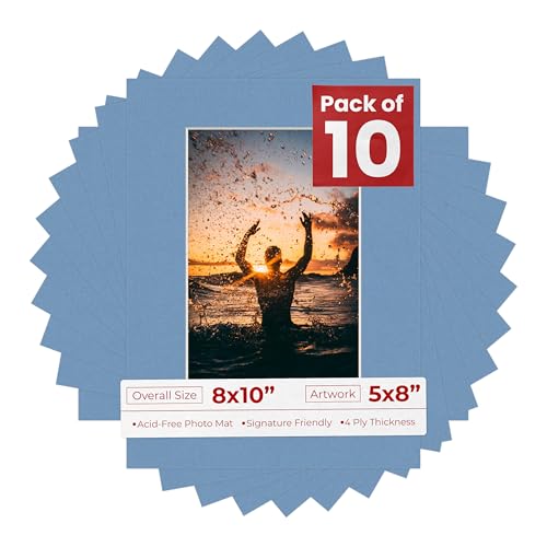 Pack of TEN 8x10 Mats Bevel Cut for 5x8 Photos (10 Count)