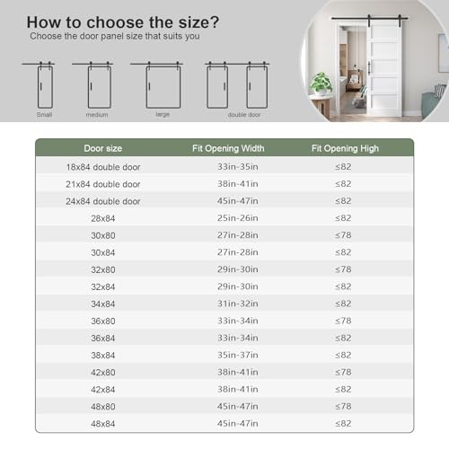 36inx80in White Barn Door and 6.6FT Sliding Barn Door Hardware Kit Included