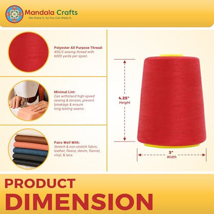 40S 2 Red Polyester 4 Pack of Serger Threads Cones (4 Count)