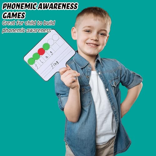 24 Pcs Magnetic Paddle Set Education Dry Erase Double Side Handheld Answer Board with Magnetic Counters Discs Phonemic Awareness Phonics Games Toy for Students Kids Teaching Supply
