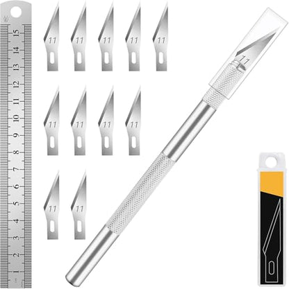 1 Pcs Craft Knife Hobby Knife with 11 Pcs Stainless Steel Blades Kit (12 Count)