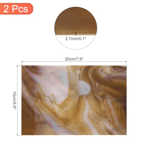 2 Pcs Stained Glass Sheet Mosaic Tile 7.9 Inch x 5.9 Inch Brown Stained Glass Sheets for Crafts DIY Art Project