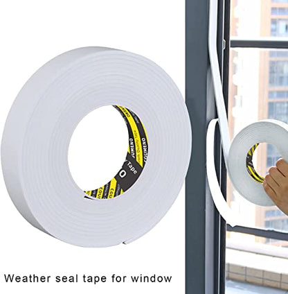 White Foam Tape Weather Stripping Sealing Sponge (16.4 Foot)