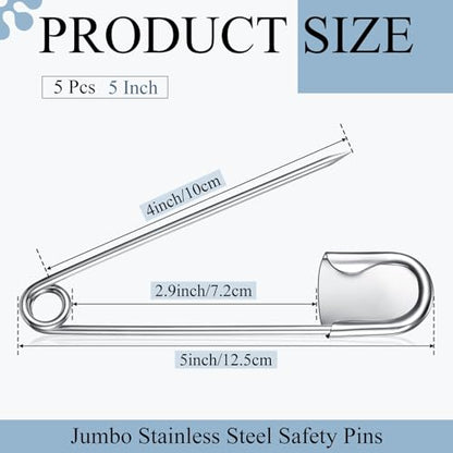 5 Pcs 5 Inch Large Safety Pins (5 Count)
