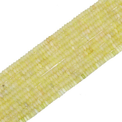 Natural Lemon Jade Disk Stone Beads 4x2mm 160pcs Rondelle Loose Semi Gemstone Beads for Jewelry Making Design (160 Count)