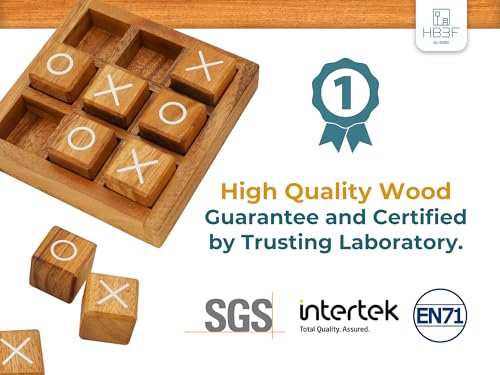 Wooden XO Blocks Tic Tac Toe Travel Game Coffee Tabletop Family Living Room Decoration Games Night for Adults for Desk and Bookshelf Decor Unique Wood Gifts 5.5 Inch