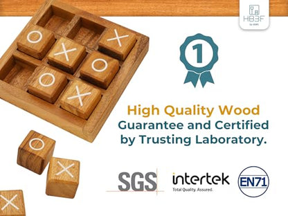 Wooden XO Blocks Tic Tac Toe Travel Game Coffee Tabletop Family Living Room Decoration Games Night for Adults for Desk and Bookshelf Decor Unique Wood Gifts 5.5 Inch