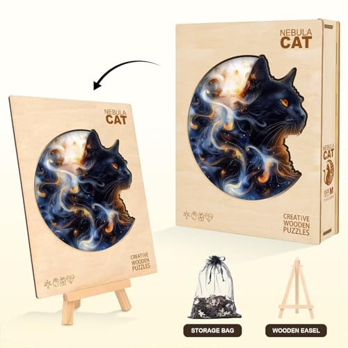 Black Cat Puzzles Adults Gifts for Women Men Wooden 180 Pieces 11.4 x 10.8in (180 Count)