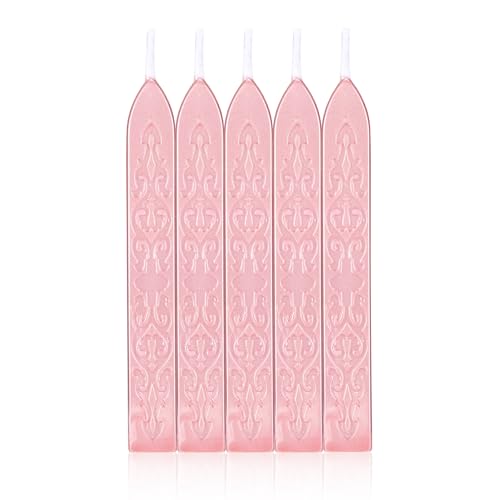 5Pcs Rose Gold Sealing Wax Sticks with Wicks for Wax Seal Stamp (5 Count)