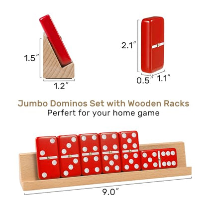 Jumbo Dominos Set for Adults with 4 Wooden Racks