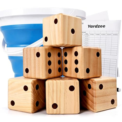 3.5" Giant Wooden Yard Dice Set for Outdoor Fun