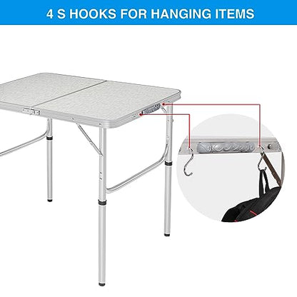Aluminum Folding Table 3 Feet Adjustable Height