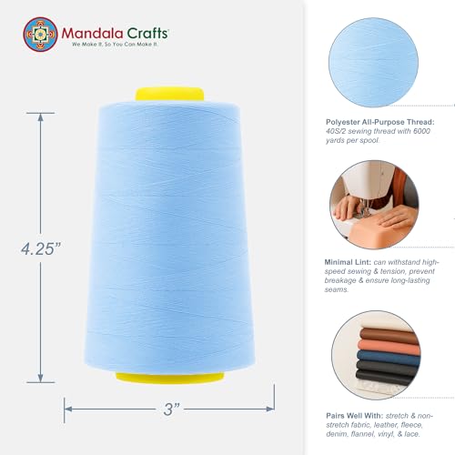 40S 2 Ice Blue Polyester 4 Pack of Serger Threads Cones (24000 Foot)