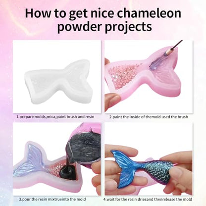 10 Colors Chameleon Mica Powder Color Shift Pigment Powder for Epoxy Resin Painting Soap Making Bath Bombs Candle Making Slime