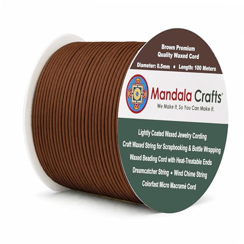 0.5mm Brown Cotton Waxed Cord for Jewelry Making (327 Foot)