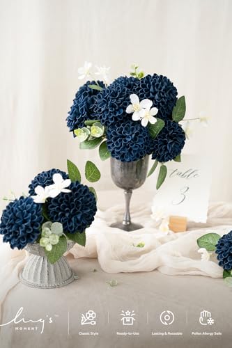 Navy Blue Artificial Dahlias (25 Count)