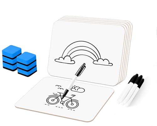 6 Pack Dry Erase Boards with 6 Erasers and 6 Markers (6 Count)