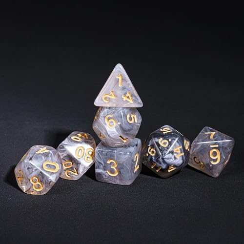 7 Die DND Dice Set Polyhedral Dice Set with a Leather Dice Bag (7 Count)
