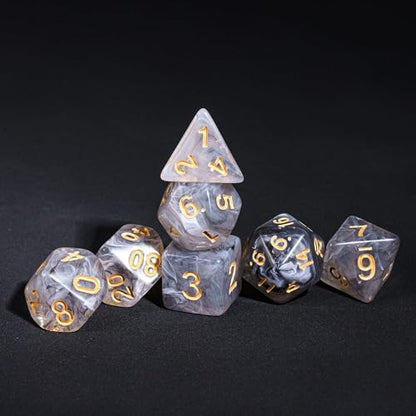 7 Die DND Dice Set Polyhedral Dice Set with a Leather Dice Bag (7 Count)