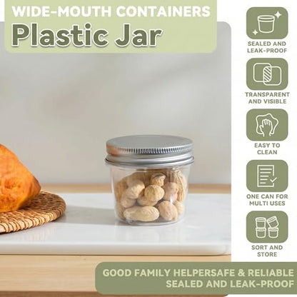 4 oz Plastic Small Mason Jars and Small Plastic Jars with Lids (40 Count)