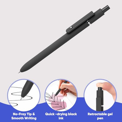 6Pcs 0.5MM Black Ink Gel Pens Smooth Writing (6 Count)