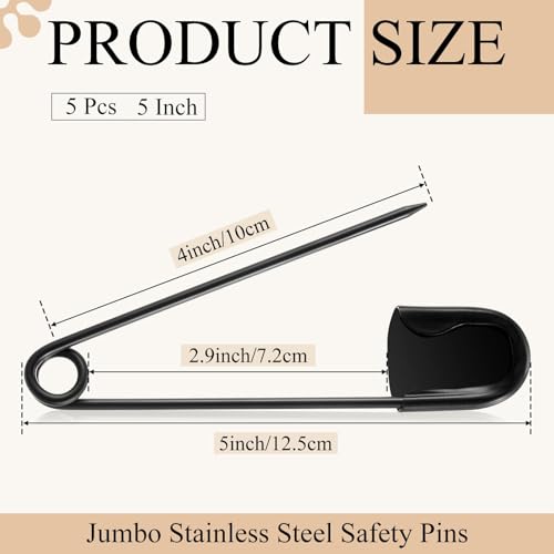 5 Pcs 5 Inch Large Safety Pins (5 Count)