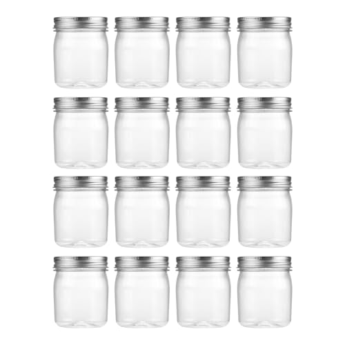 8 oz Plastic Mason Jars and Clear Plastic Jars with Lids 8 oz (16 Count)