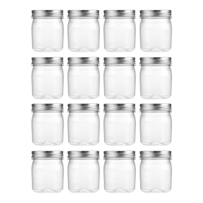 8 oz Plastic Mason Jars and Clear Plastic Jars with Lids 8 oz (16 Count)
