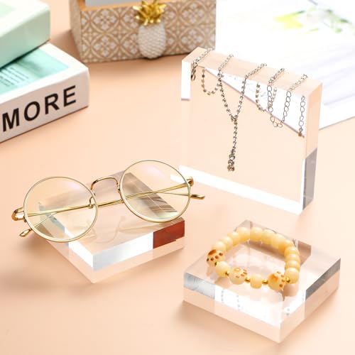 8 Pcs Acrylic Display Block Clear 3 x 3 x 1 Inch (8 Count)