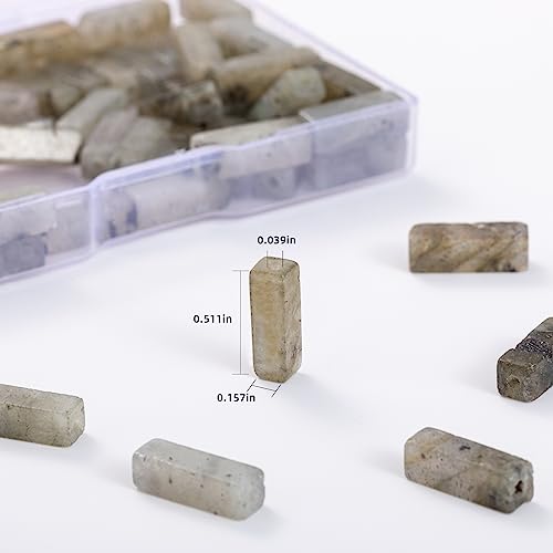 Natural Spectrolite Rectangle Tube Beads 4x13mm 38cm (28 Count)