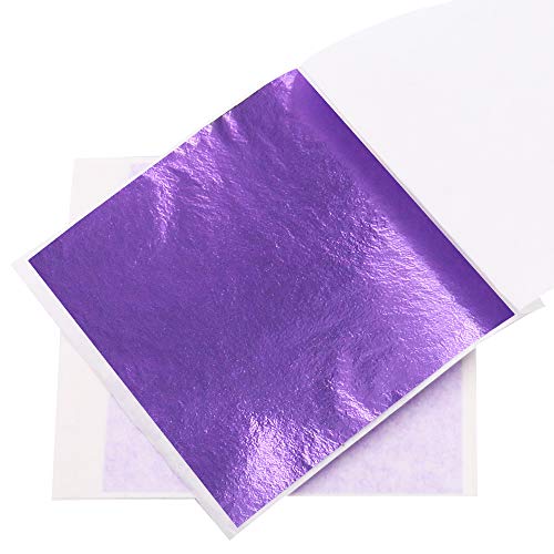 Imitation Gold Leaf Sheets 100 PCS Purple Foil (100 Count)