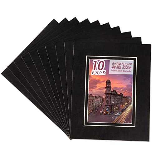 10 Pack Acid Free Black Picture Frame Mats