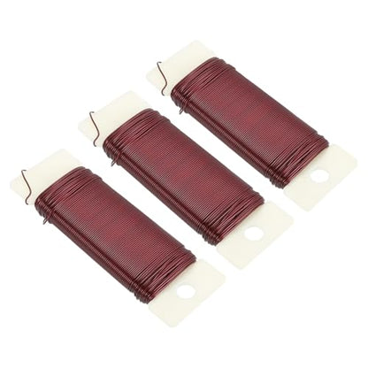 114 Yards 345 Feet Metal Floral Wire 21 Gauge Red Flexible Paddle Thin Floral Wires for Craft (3 Count)
