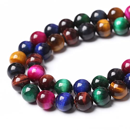 90pcs 4mm AAA Natural Colorful Tiger Eye Stone Beads Gemstone Round Spacer Loose Beads for Jewelry Making DIY Bracelet Necklace