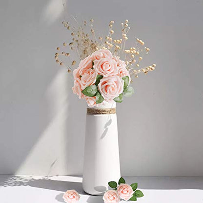 Blush Pink Rose 100pcs Real Looking Artificial Flowers w (100 Count)