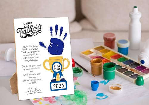 Best Dad DIY Handprint Art Wooden Making Sign