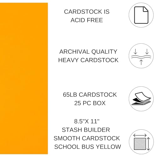 PA Paper Accents Stash Builder Cardstock 8.5" x 11" School bus Yellow
